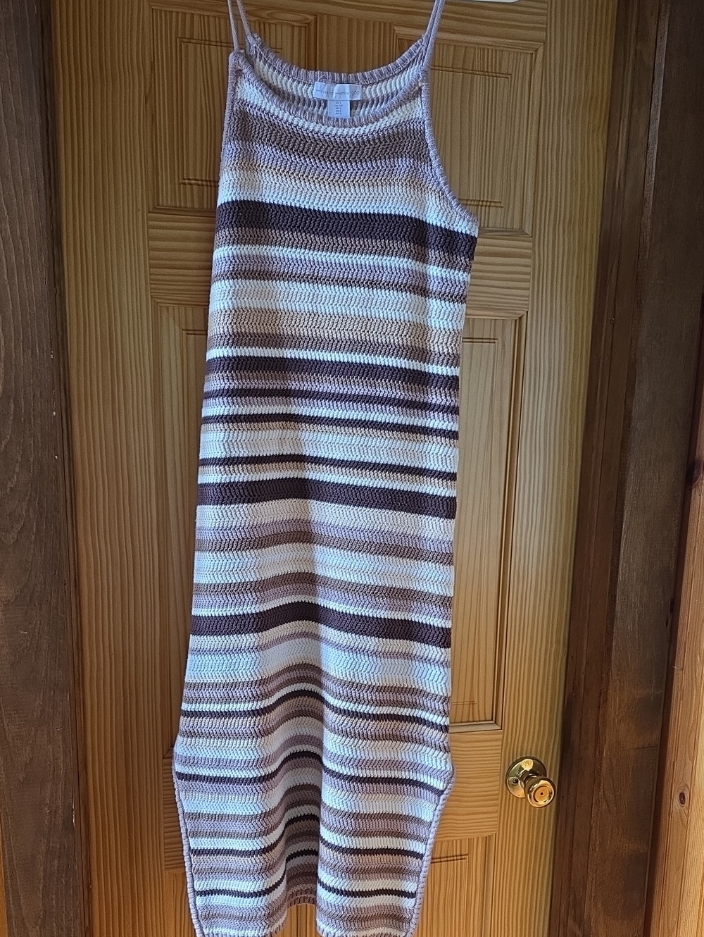 House of Harlow 1960 Brown and Cream Striped Crochet Dress